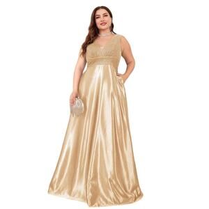 Xuibol Formal Evening Gown Women Size XL Dress Champagne Sequins NWT *